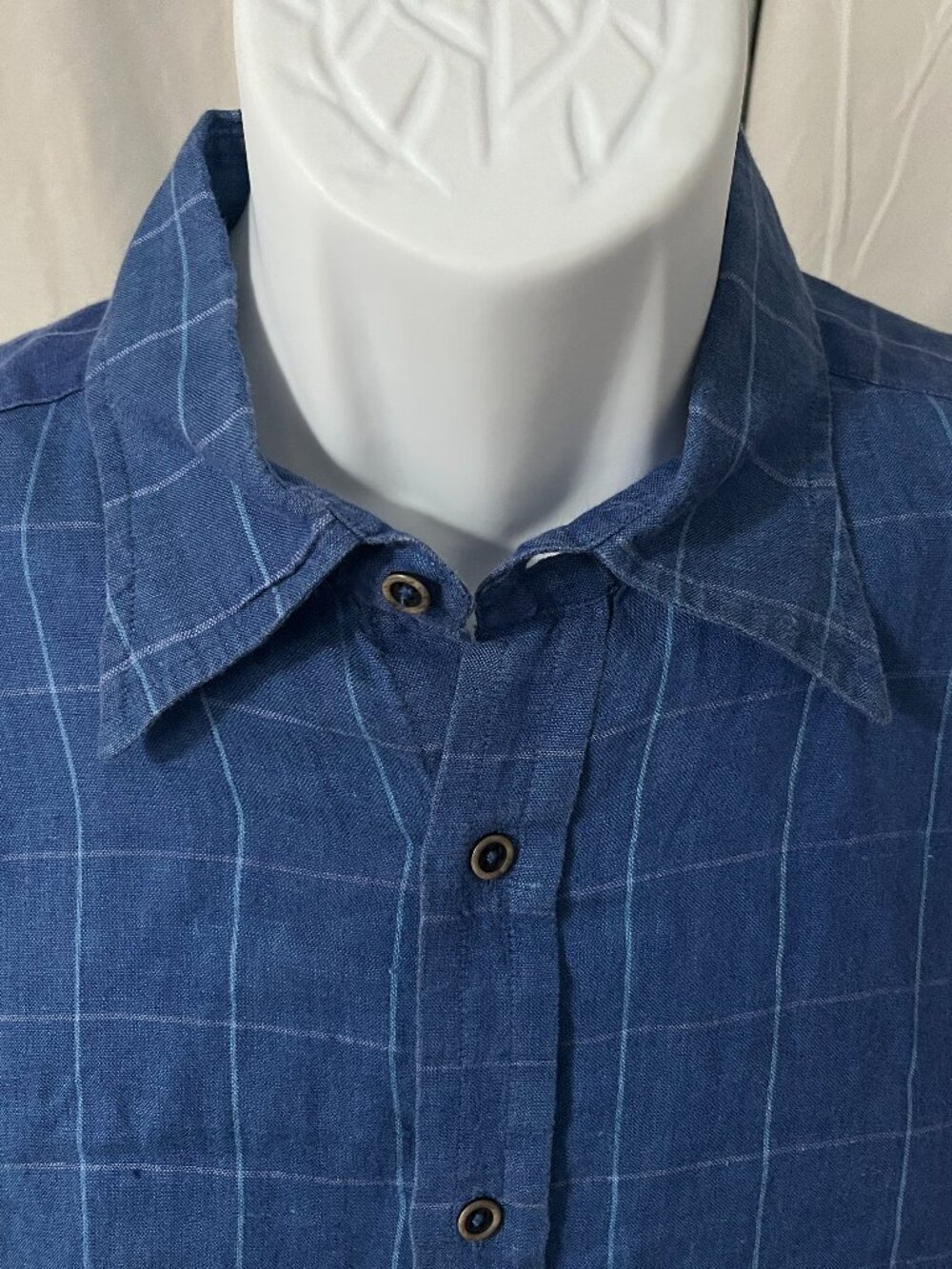 👔 Thomas Pink Men's 100% Linen Shirt 16-34 L Blue White Windowpane ✨